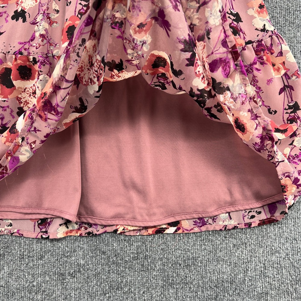 Lulus Floral Sleeveless Mini Dress Women M Pink Mock Neck Garden Fairy Wedding - Picture 7 of 10